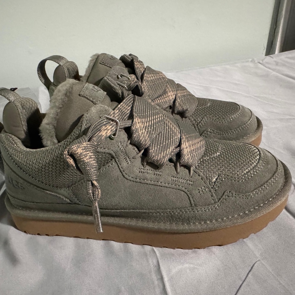 UGG Women's Olive Green Suede Sneakers with Gum Sole